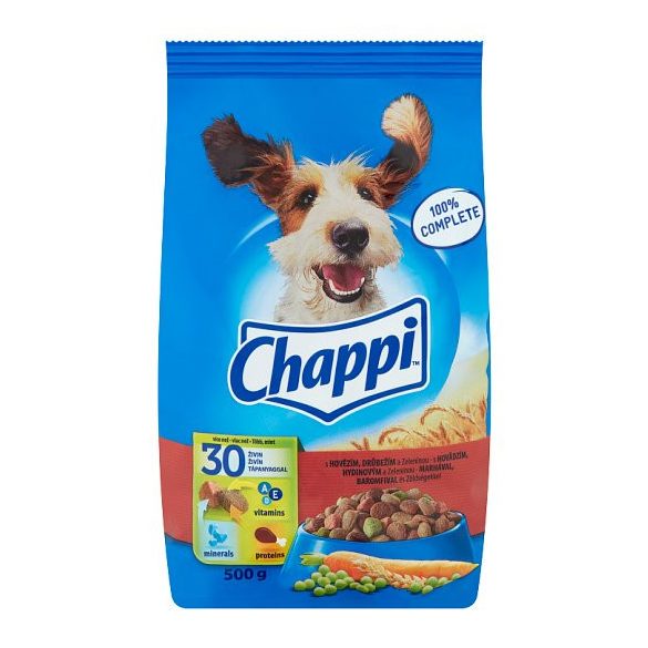 Chappi teljes értékű száraz eledel felnőtt kutyák számára marhával, baromfival és zöldégekkel 500 g