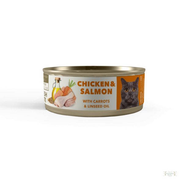 Amity Hypoallergen csirke lazacos sárgarépával lenmagolajjal felnőtt nedves macskatáp 80g