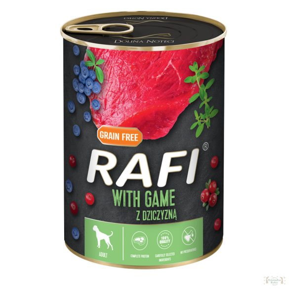 RAFI kutya pástétom vad, vörös- és kék áfonyával konzerv 400g