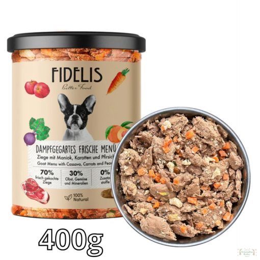 Fidelis főtt  menü KECSKEHÚS (70%), manióka, sárgarépa, cékla 400g