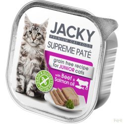   JACKY SUPREME PATÉ MACSKA ALUTÁLKA PÁSTÉTOM MARHA-LAZACOLAJ, KÖLYÖKMACSKÁKNAK 100g